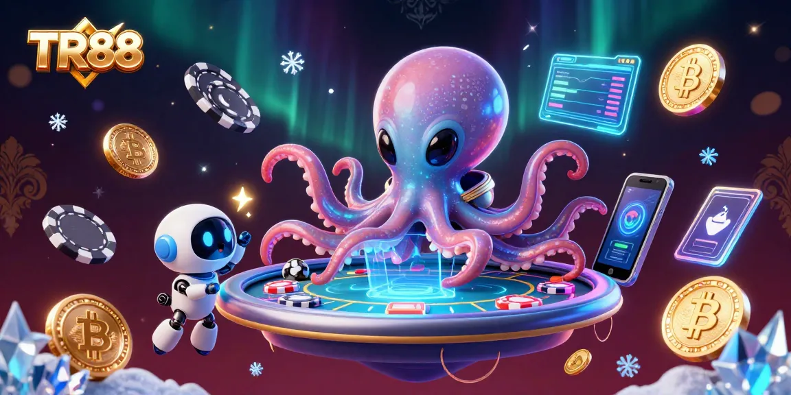 Engage in thrilling gaming at TR88 with the alien octopus and robot at a holographic poker table.