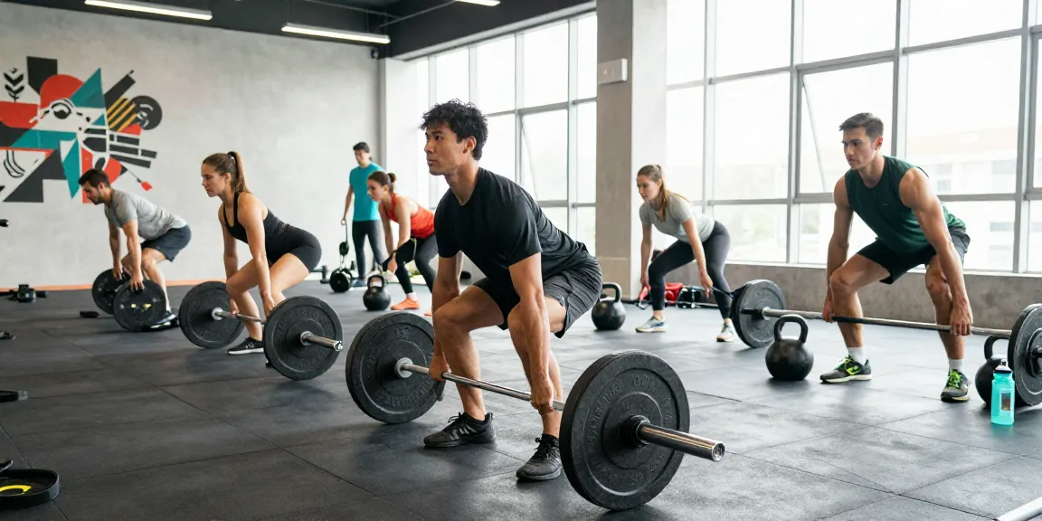 Prime Pharma Steroiden athletes training intensely in a modern gym.
