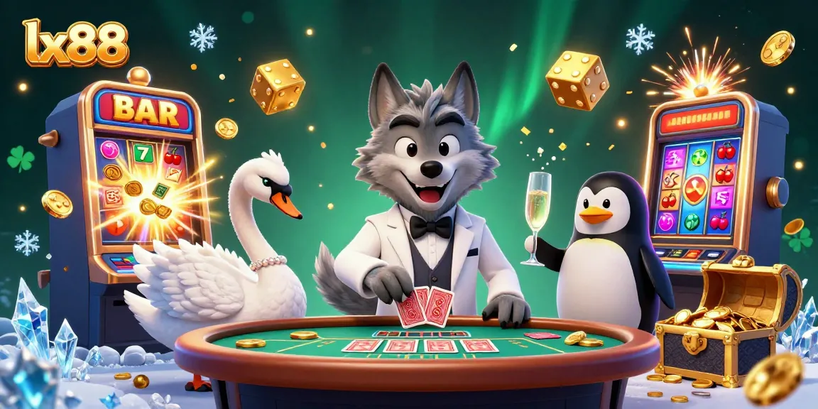 Experience winning moments with lx88 at a vibrant casino scene featuring exciting games and characters.
