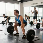 Prime Pharma Steroïden Winkel met sporters die trainen in een moderne fitnessstudio, met inspiratie en energie.