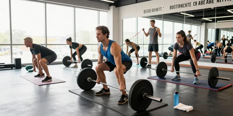 Prime Pharma Steroïden Winkel met sporters die trainen in een moderne fitnessstudio, met inspiratie en energie.